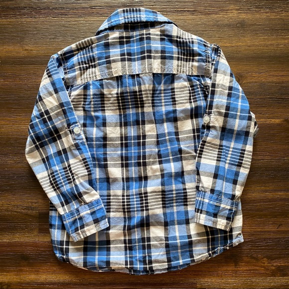 Gap Boys Blue Plaid Button Down Shirt 4T - Picture 3 of 3